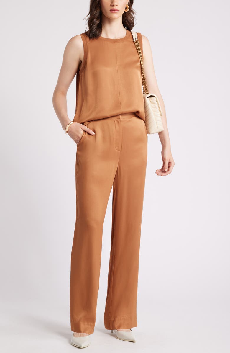 Nordstrom Straight Leg Satin Pants, Alternate, color,