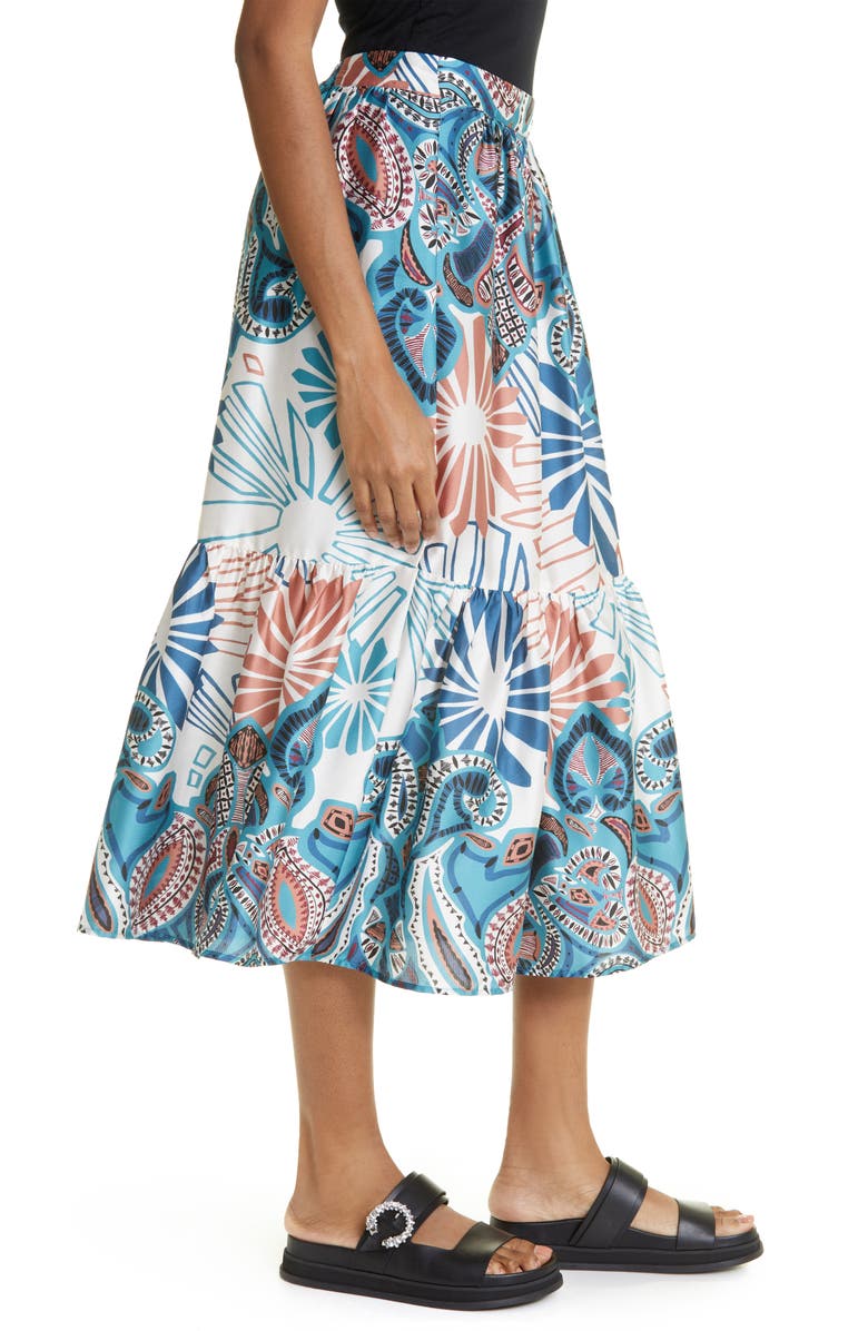 ba&sh Janel Mixed Print Skirt, Alternate, color, Turquoise