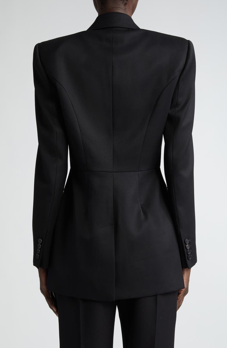 McQueen Trompe l'Oeil Corset Detail Wool Blazer, Alternate, color, 