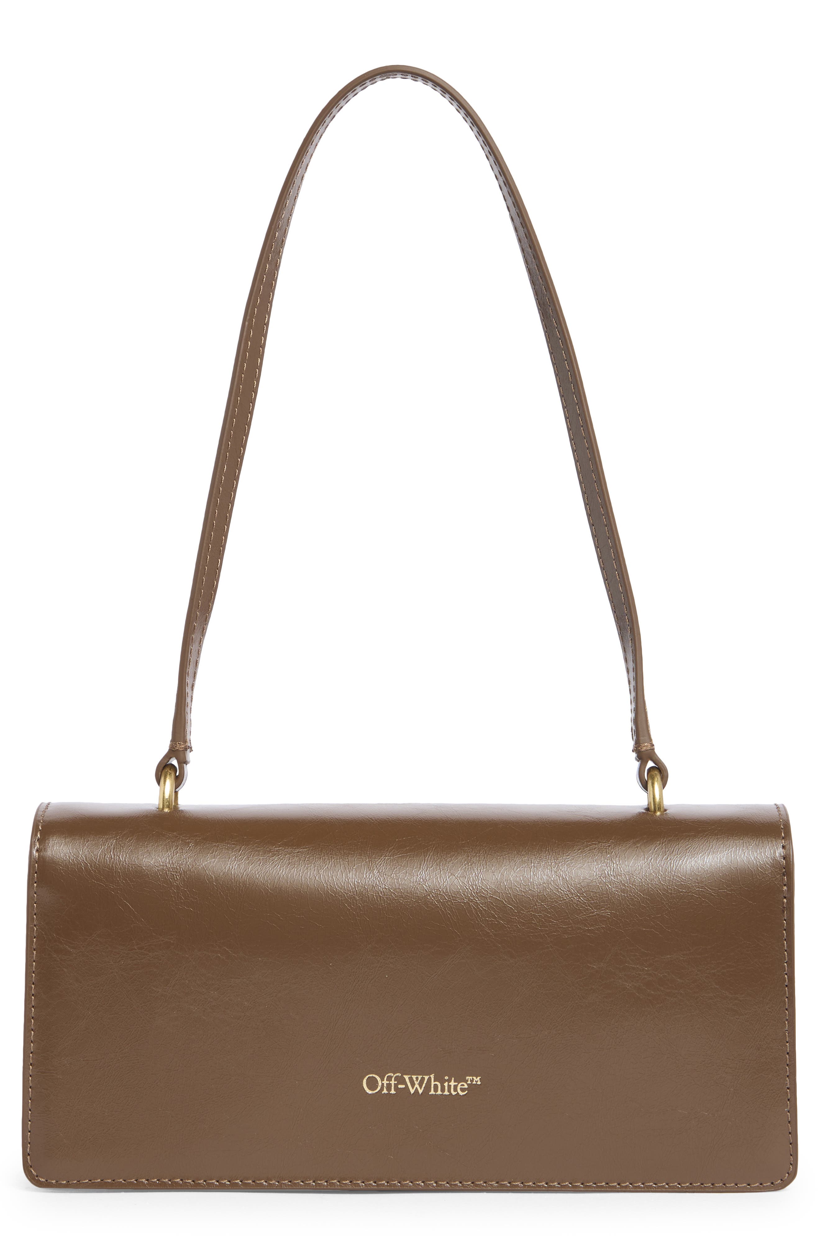 Off-White Jitney Leather East/West Shoulder Bag, Alternate, color, Brown