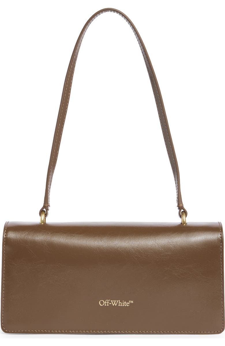 Off-White Jitney Leather East/West Shoulder Bag, Alternate, color, Brown