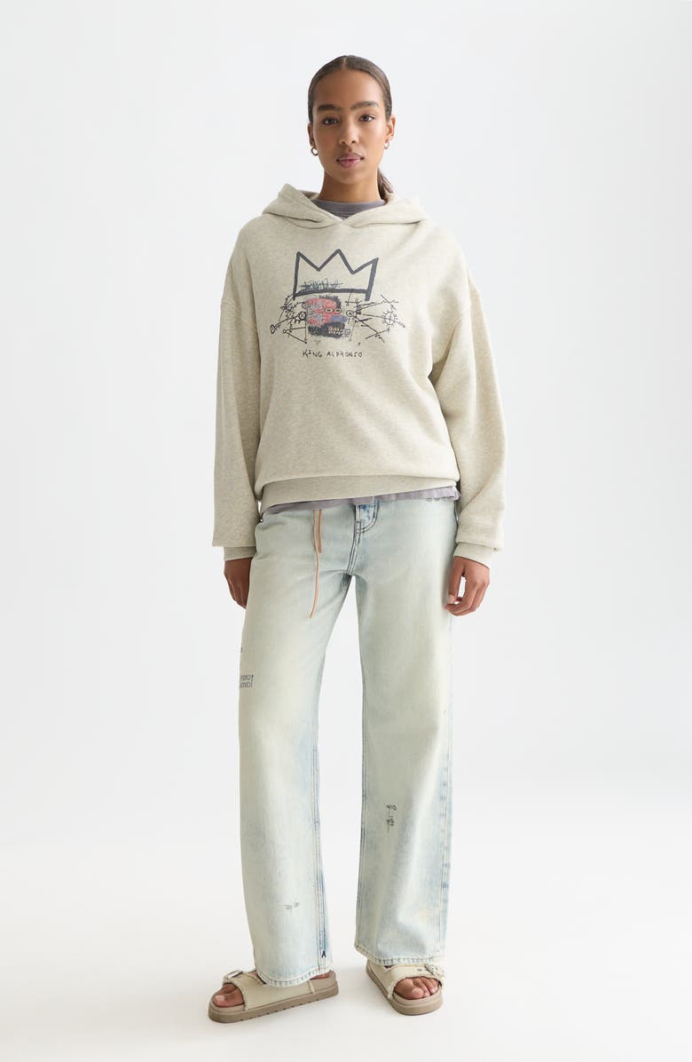Scotch 
Soda x Basquiat Embroidered Cotton Graphic Hoodie, Alternate, color, Oatmeal Melange