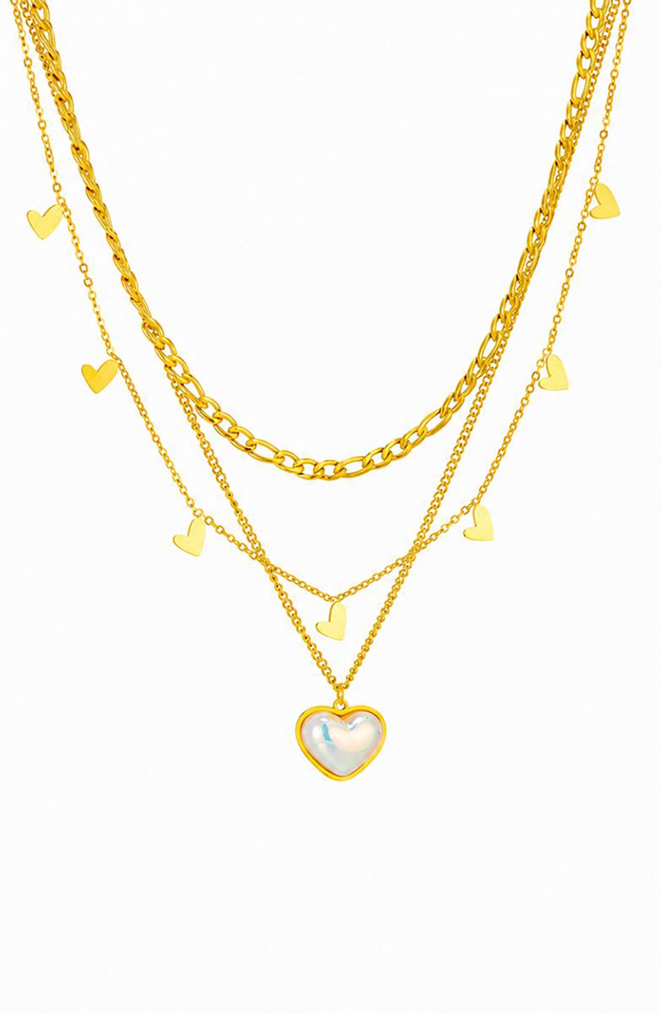 Layered Heart Charm Necklace