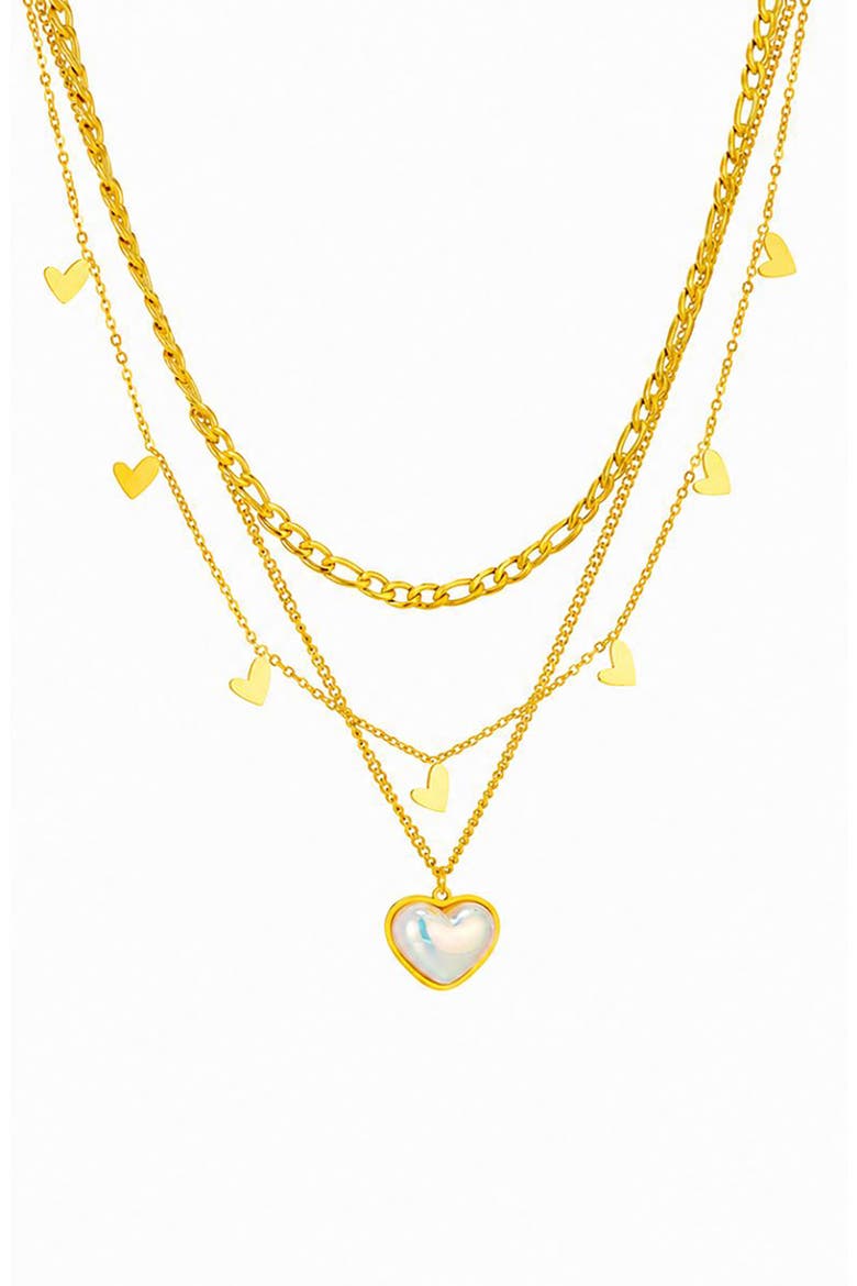 Layered Heart Charm Necklace, Main, color, GOLD