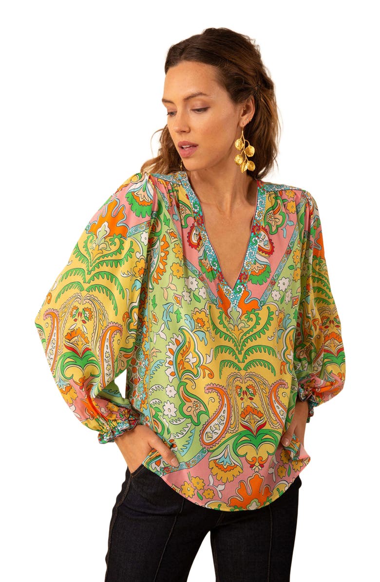 Hale Bob Leila Silk Top, Alternate, color,