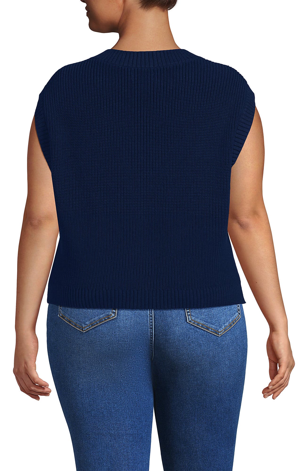 Plus Size Drifter Modern Cable V Neck Vest Sweater - image 2