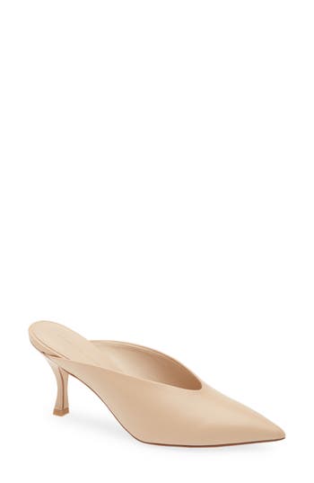 Stuart Weitzman Lula Pointed Toe Pump In Golden Beige
