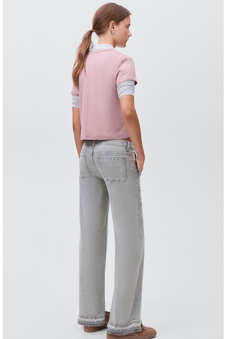 Studded Release Hem Culotte Wide Leg Jeans, Alternate, color, DENIM GREY