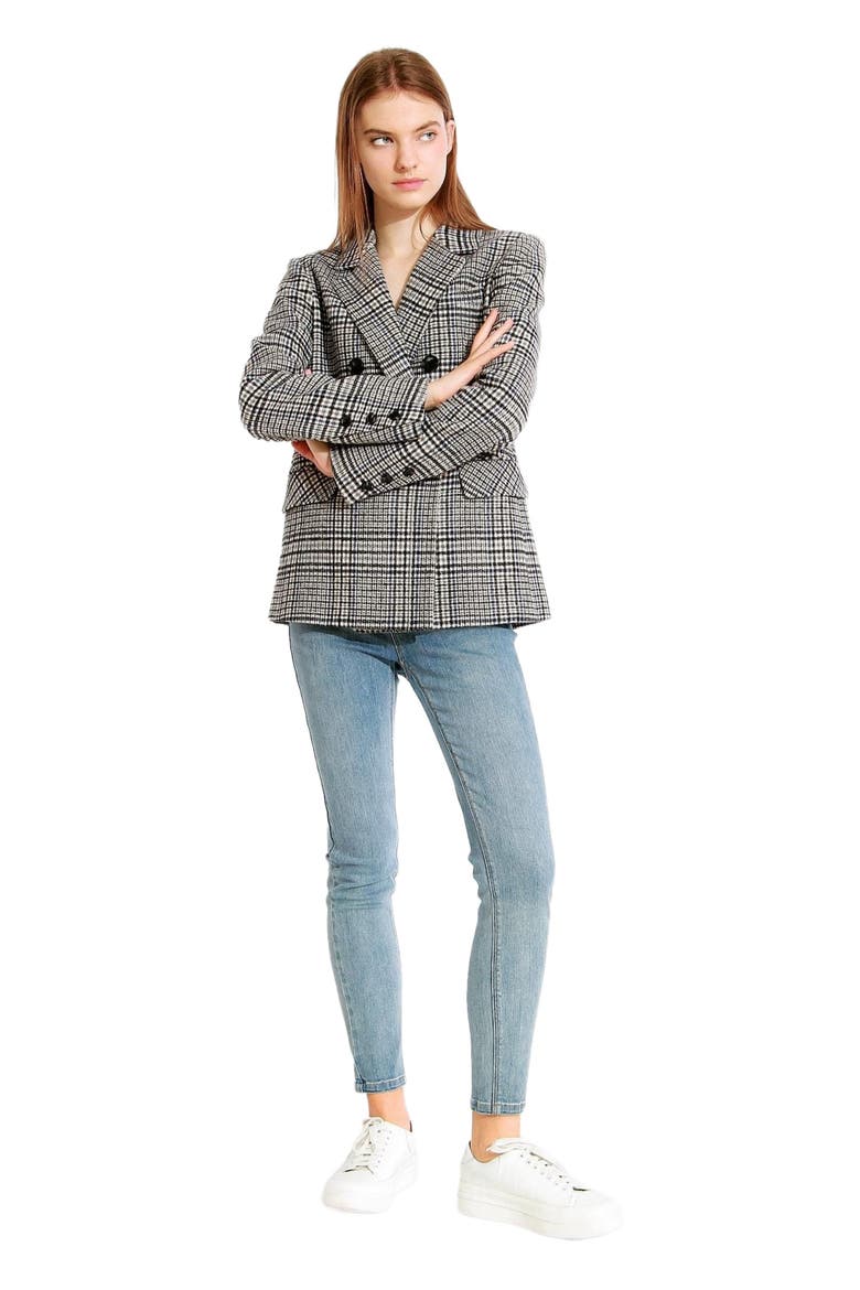 Piccadilly Wool Blend Plaid Blazer, Alternate, color, Grey