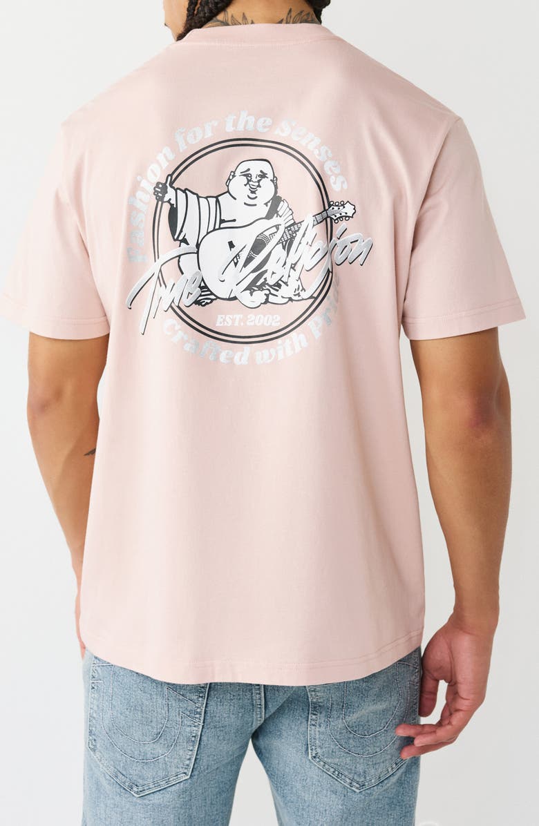 True Religion Marker Script Buddha Graphic T-Shirt, Alternate, color, Sepia Rose