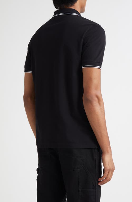Stone Island Logo Embroidered Polo Shirt In Black