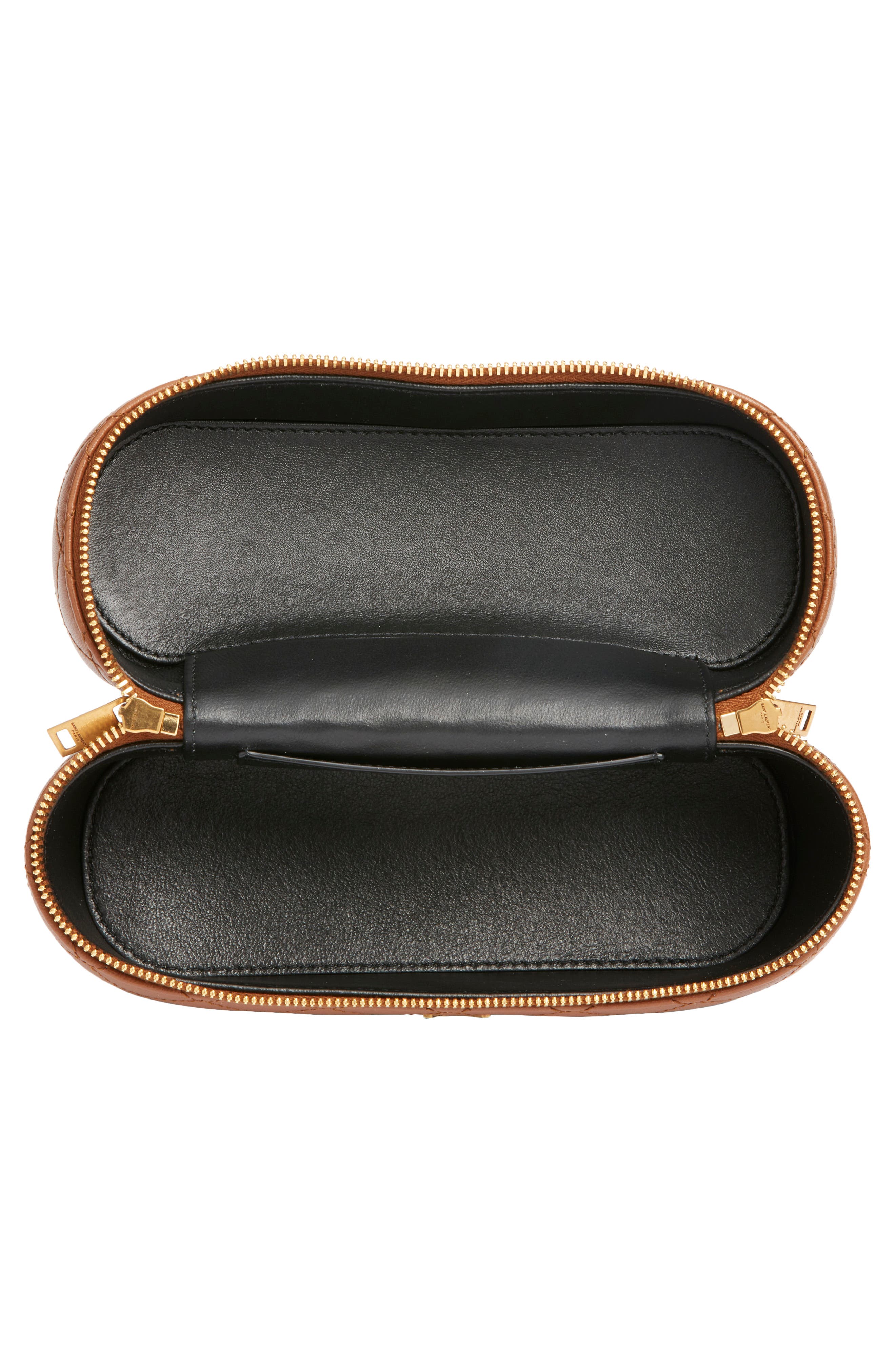 Saint Laurent Mini Gaby Quilted Leather Vanity Case, Alternate, color, Fox