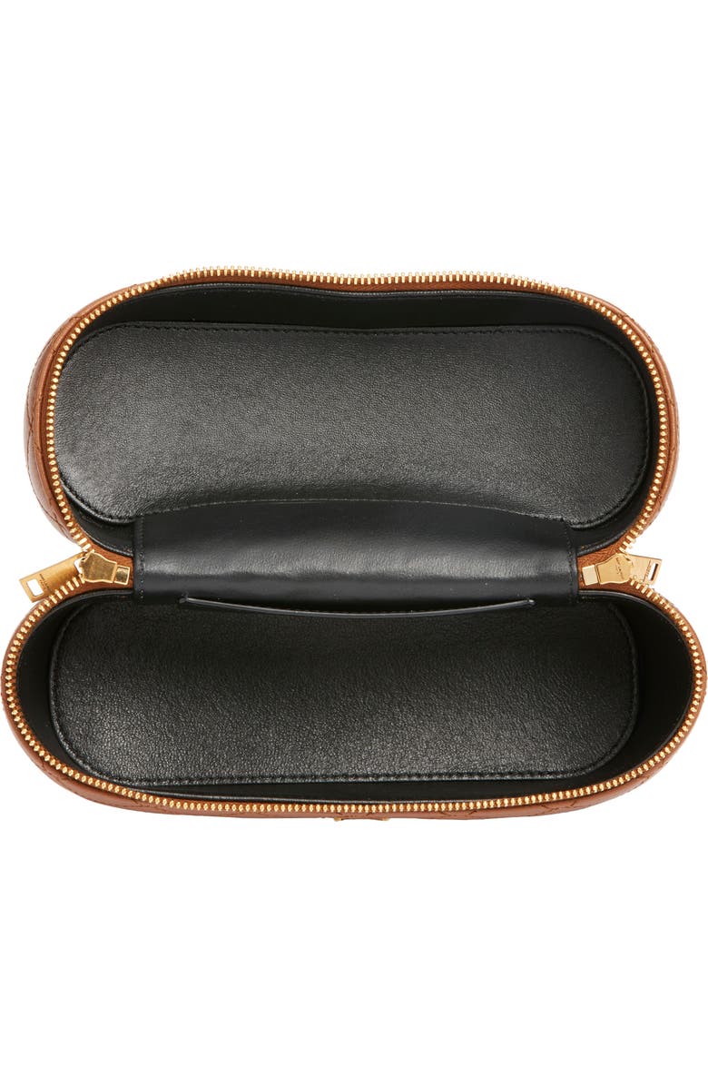 Saint Laurent Mini Gaby Quilted Leather Vanity Case, Alternate, color, Fox