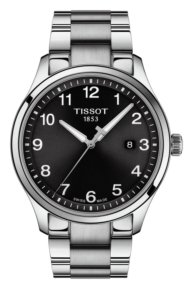 Gent XL Classic Bracelet Watch, 42mm, Main, color, SILVER/ BLACK/ SILVER