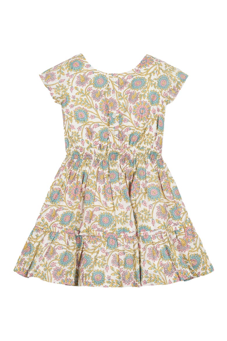 Girls' Organic Short Sleeve Split Neck Tiered Dress, Toddler, Alternate, color, Provence Woodblock Floral