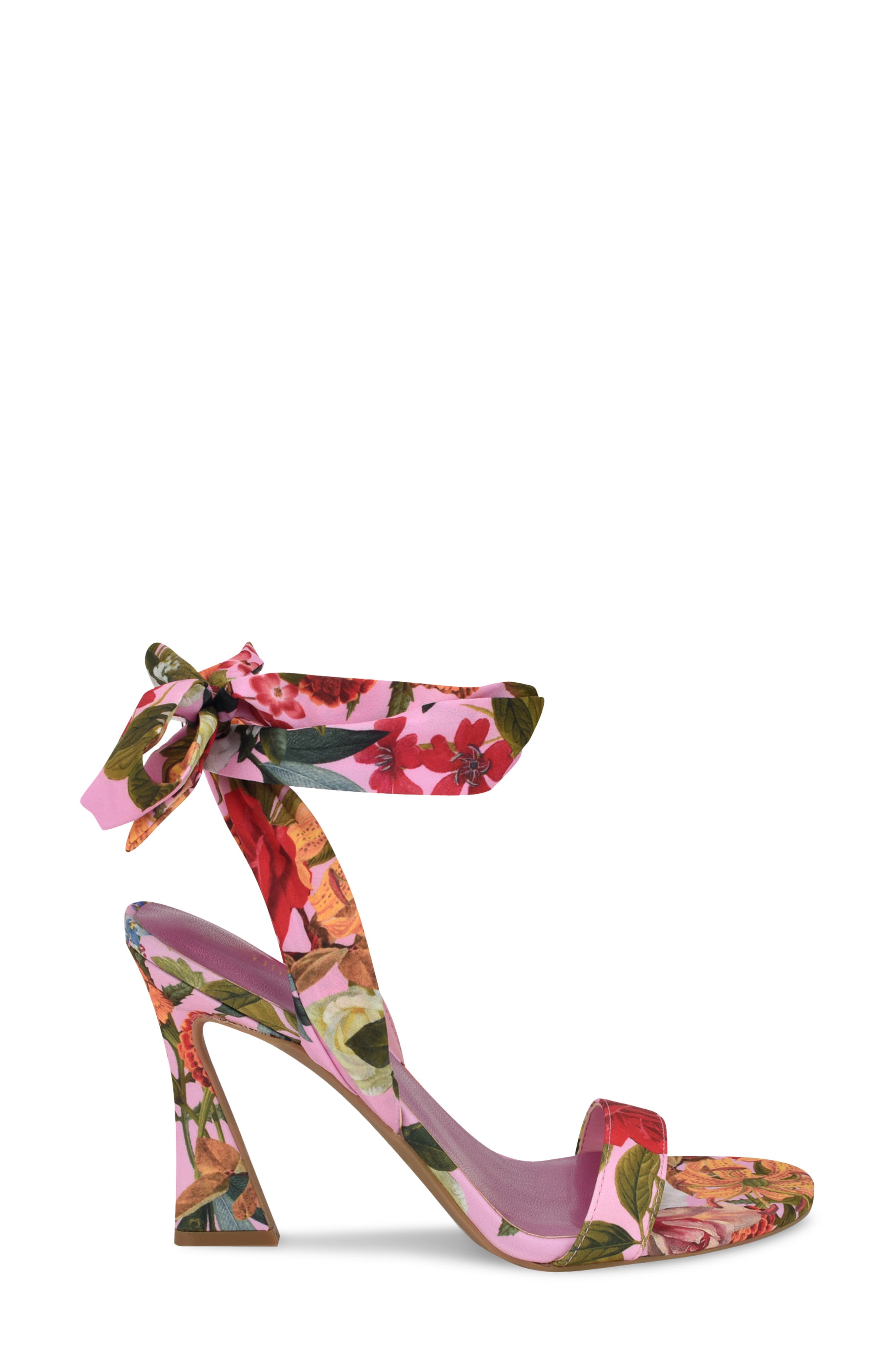 Nine West Kobs Ankle Tie Sandal, Alternate, color, Pink Rose Print Multi