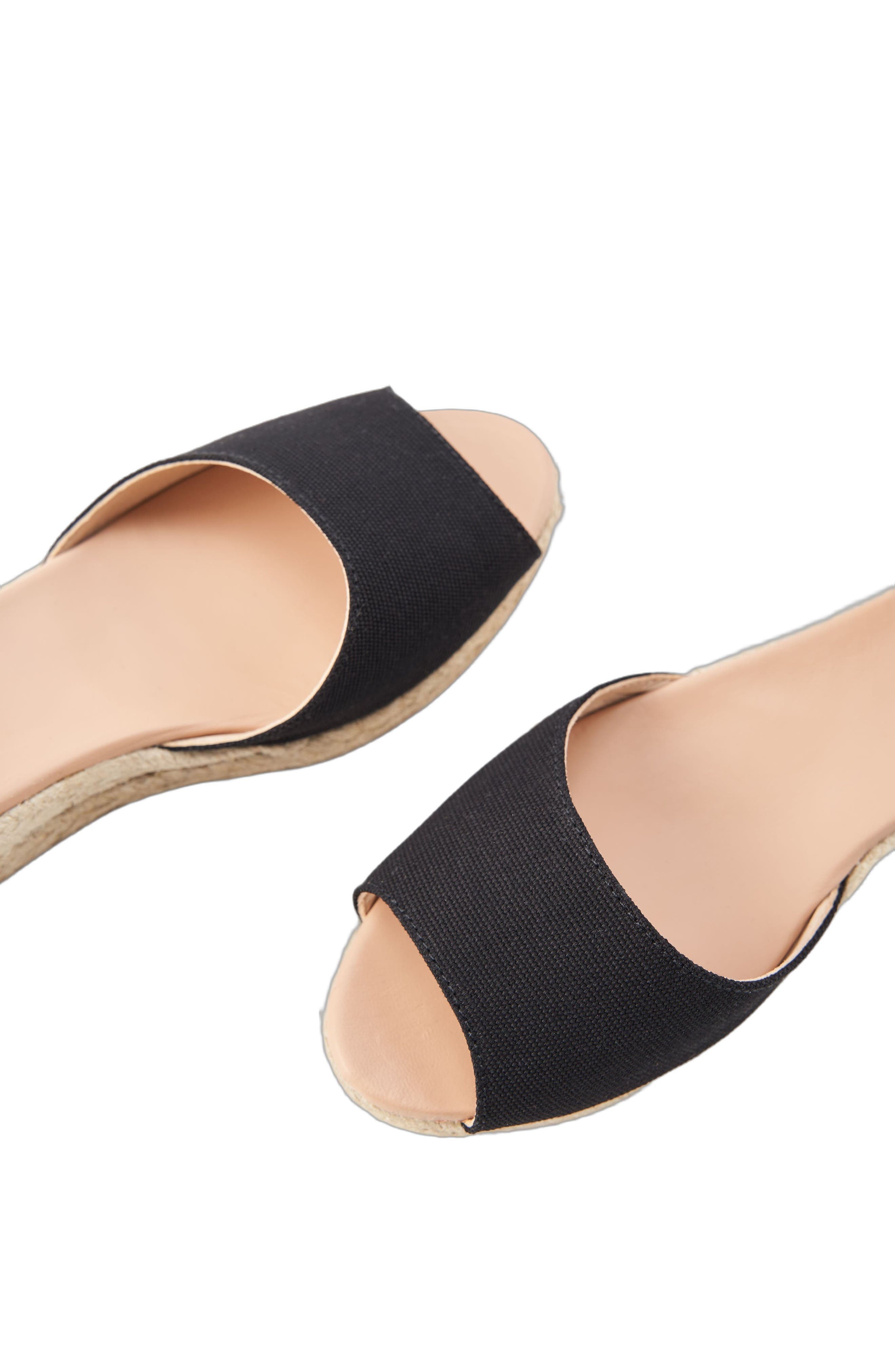 VISCATA Cavall Canvas Espadrille Sandal Wedges, Alternate, color, Black