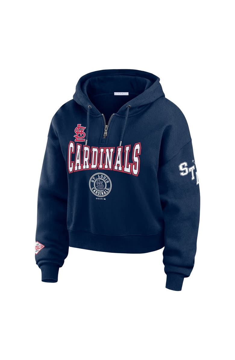 WEAR by Erin Andrews Women's WEAR by Erin Andrews Navy St. Louis Cardinals  Patch Quarter-Zip Hoodie, Alternate, color, 