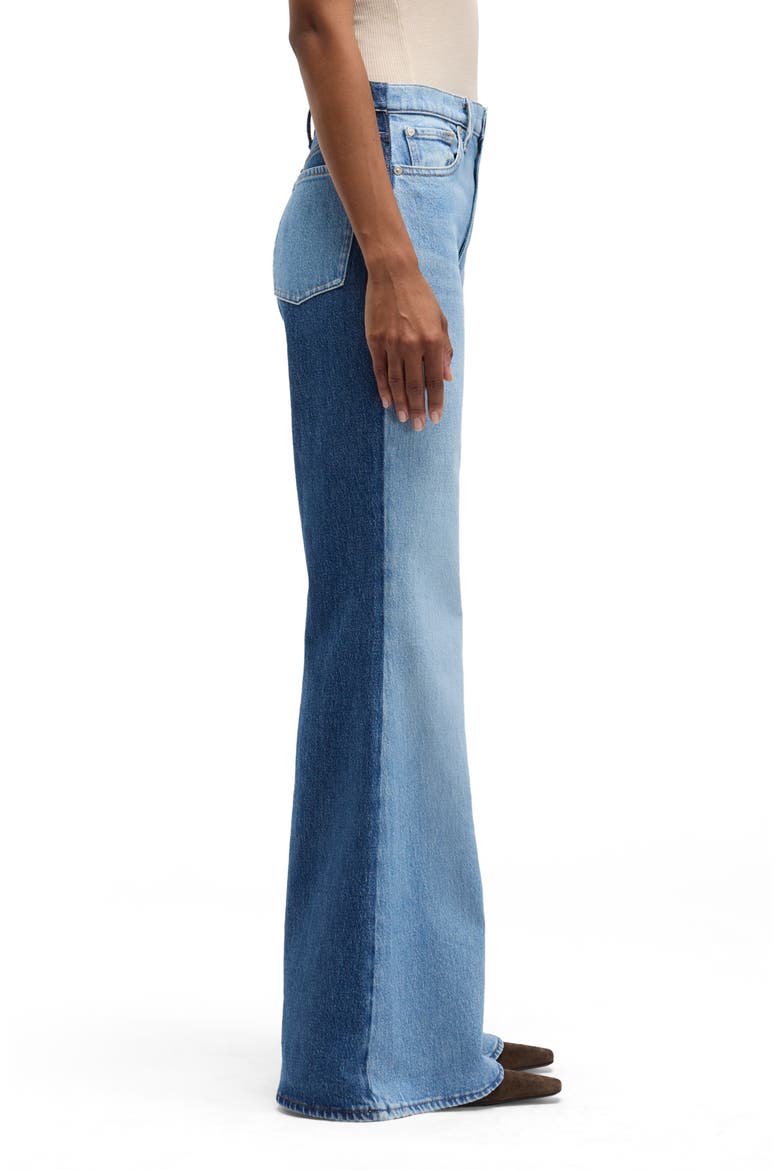 Retro Two Tone High Waist Flare Wide Leg Jeans, Alternate, color, JOKER