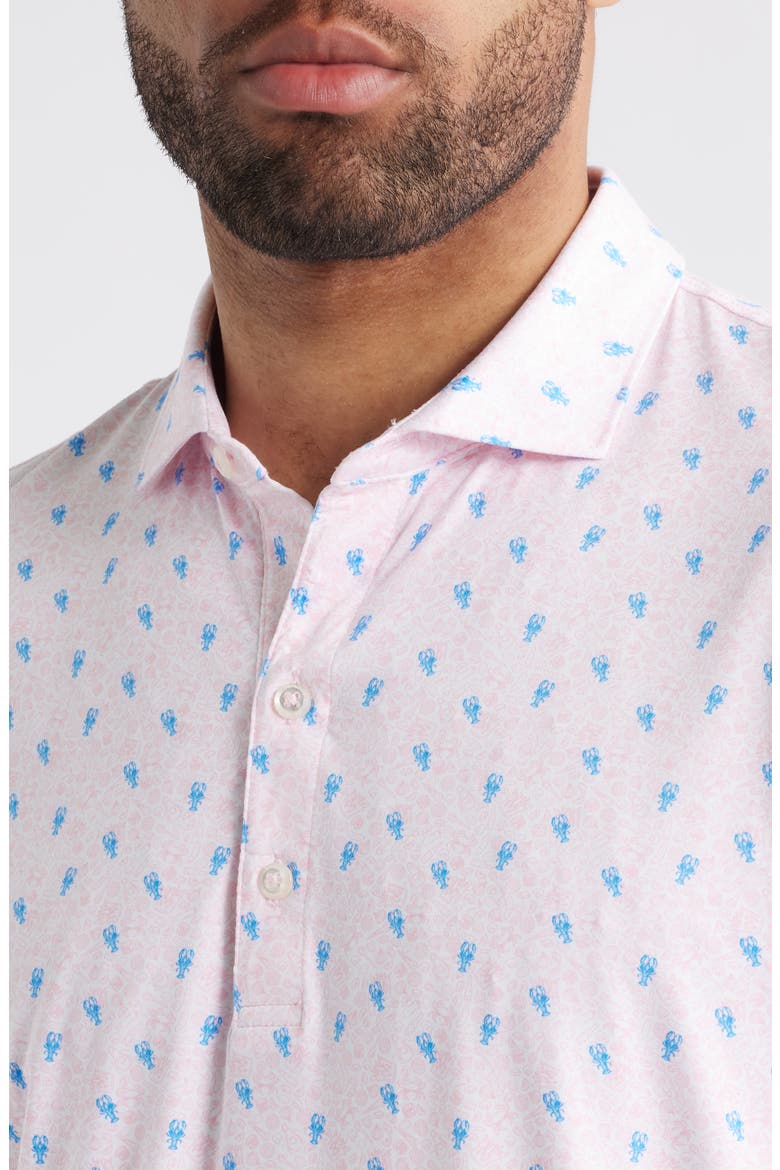 Low Country Crab Print Featherweight Performance Polo, Alternate, color, AZALEA