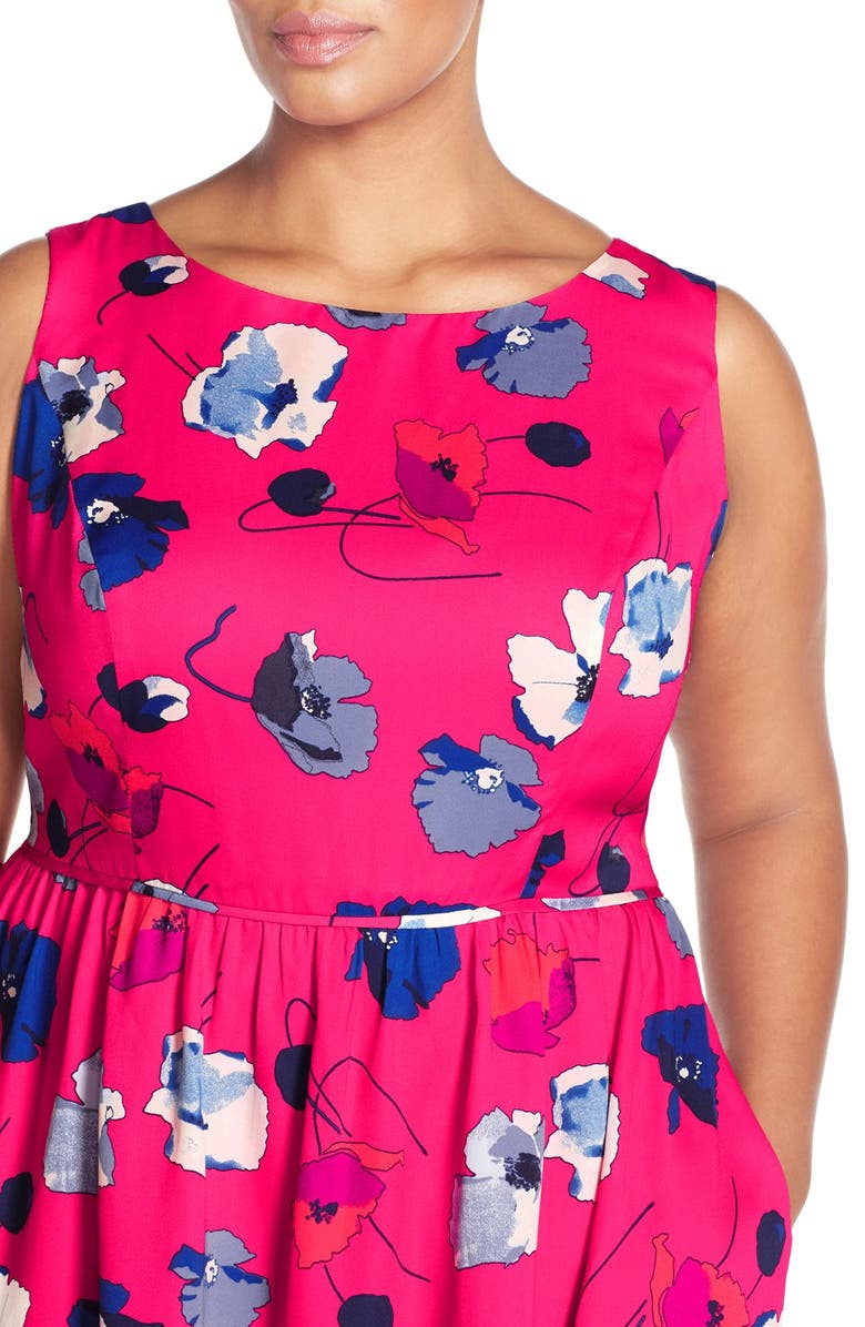Adrianna Papell 'Poppies' Sleeveless Fit & Flare Dress, Alternate, color, 