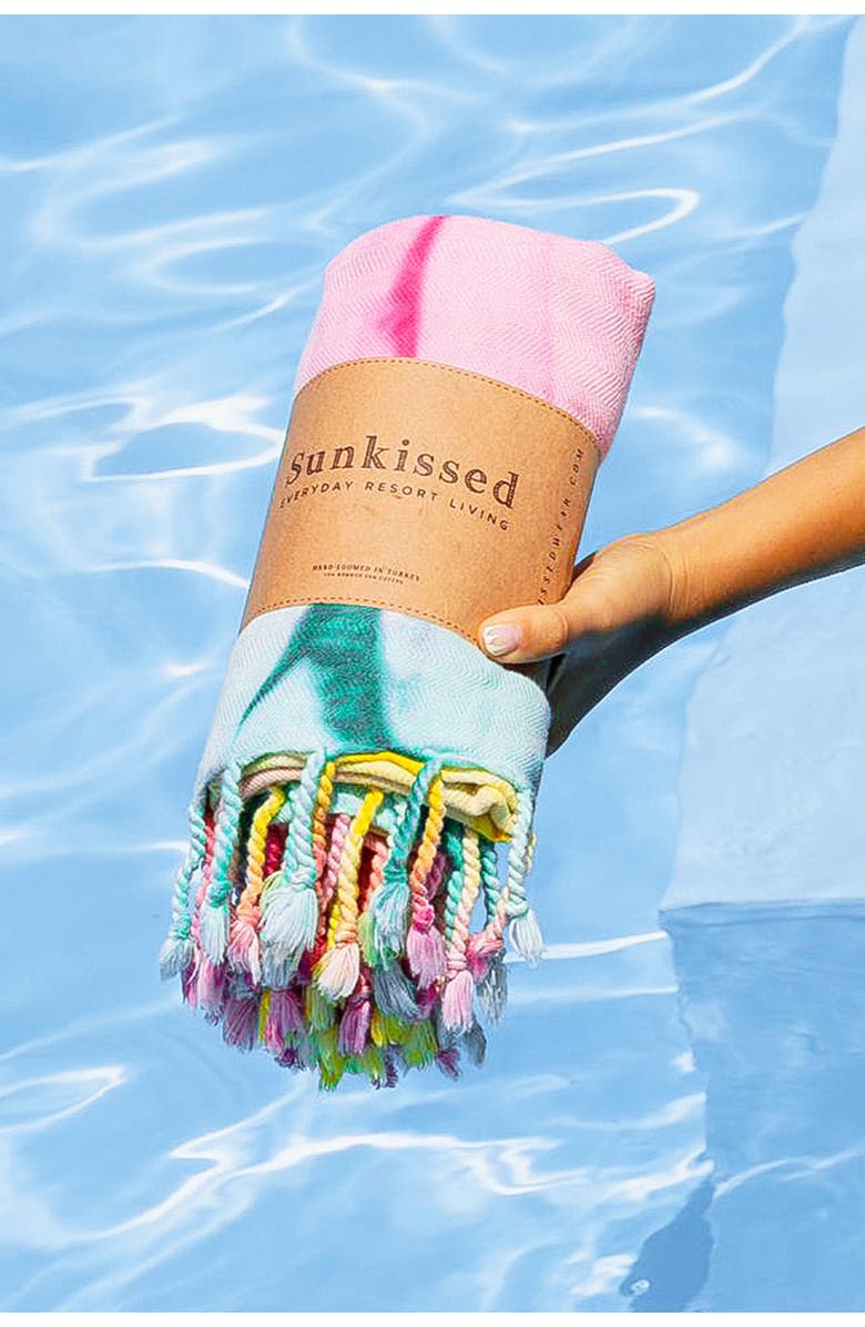 Sunkissed Sand Free Beach Towel - Tie Dye, Alternate, color, Tel Aviv Rainbow
