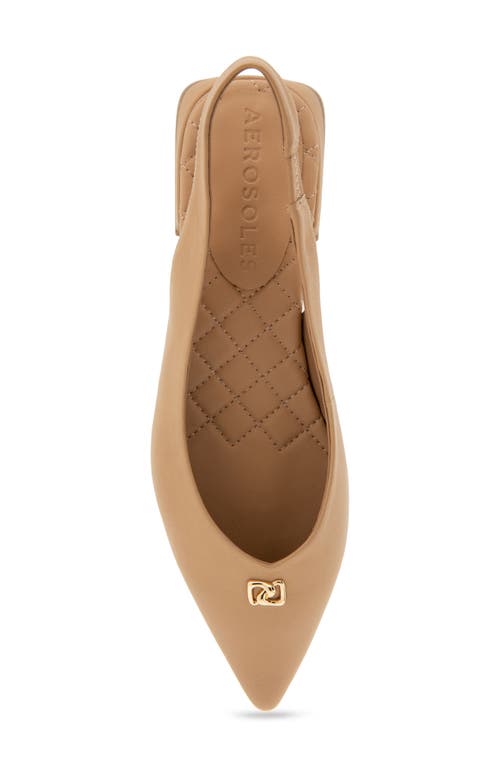 Shop Aerosoles Nayana Pointed Toe Slingback Flat In Beige Bisque Leather