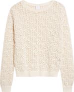 Eleventy Open Stitch Cotton Crewneck Sweater