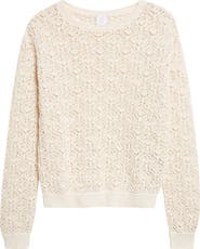 Eleventy Open Stitch Cotton Crewneck Sweater