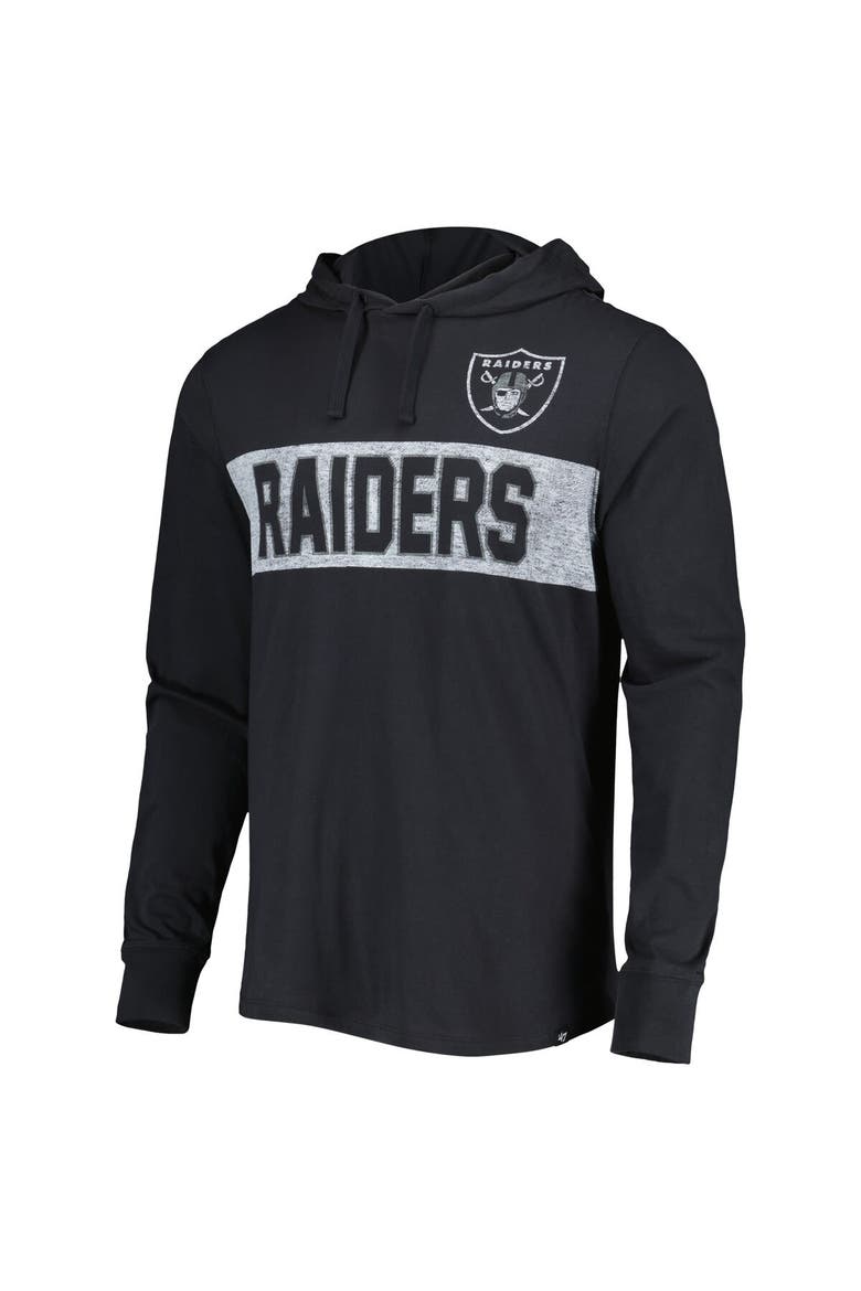 Men's '47 Black Las Vegas Raiders Field Franklin Hooded Long Sleeve T-Shirt, Alternate, color, Black