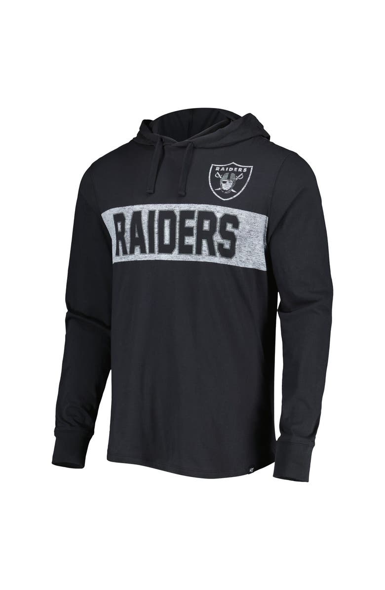 '47 Men's '47 Black Las Vegas Raiders Field Franklin Hooded Long Sleeve T-Shirt, Alternate, color, Black