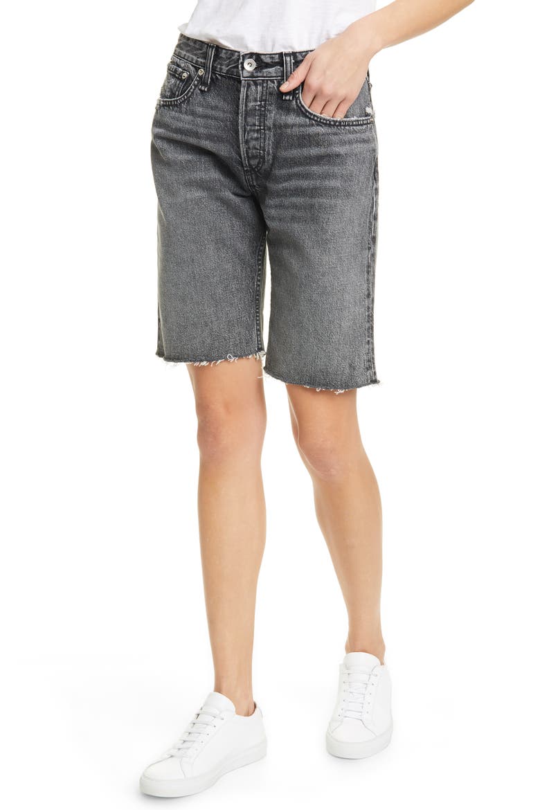 Rosa Cutoff Denim Bermuda Shorts, Main, color, CLN BLK MG