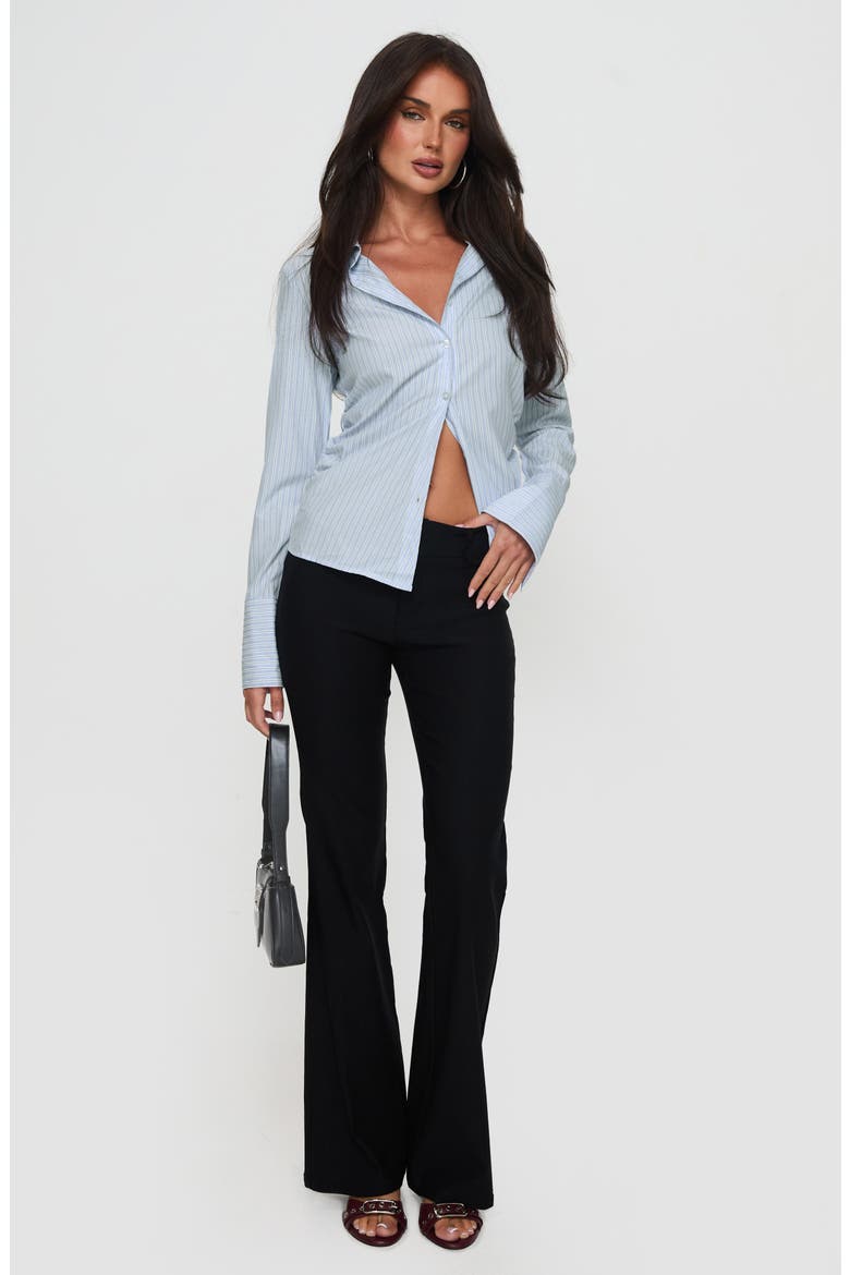 Rush Hour Stripe Shirred Button-Up Shirt, Alternate, color, BLUE STRIPE