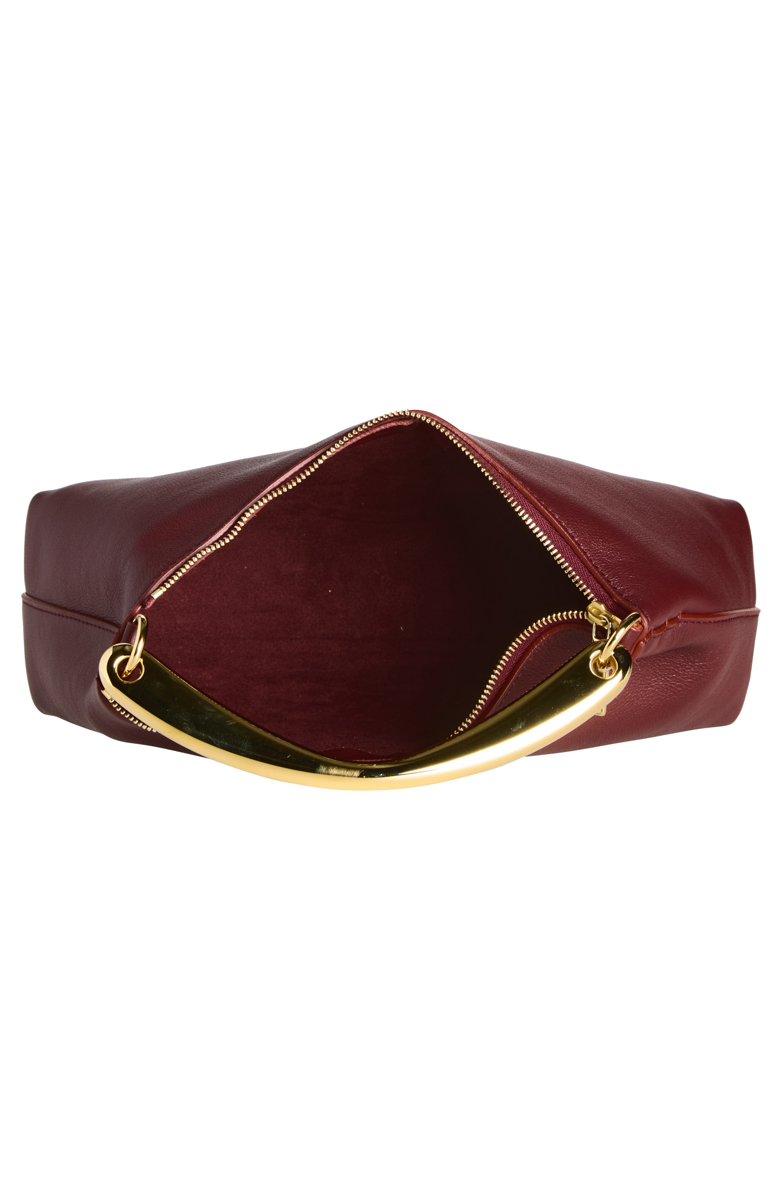 hea Metal Handle Leather Handbag, Alternate, color, CLARET