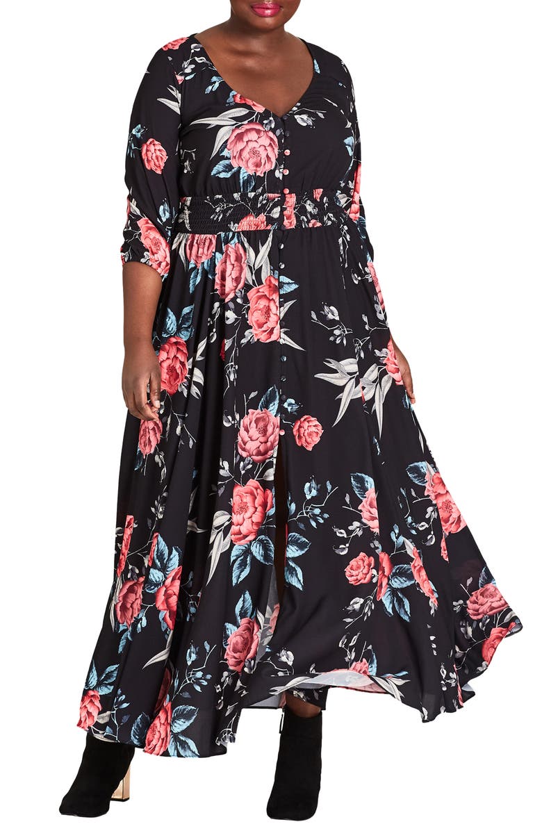 City Chic Romaji Floral Maxi Dress, Main, color, 
