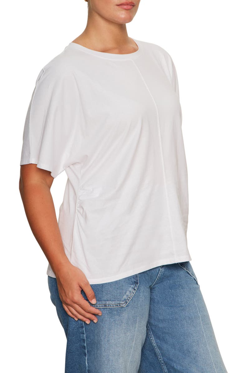 Sanctuary Dolman Sleeve Shirred Organic Cotton T-Shirt, Alternate, color, White