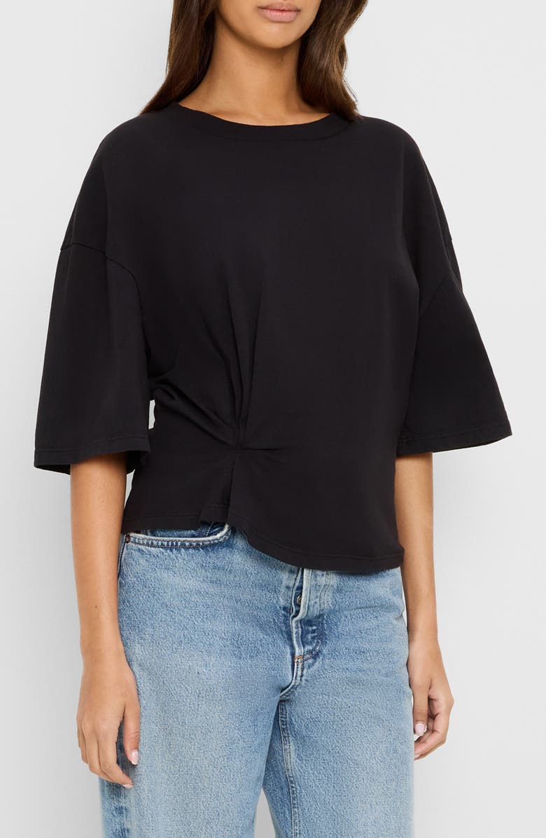 Michael Stars Zinnia Pleated Side Cotton T-Shirt, Alternate, color, Black