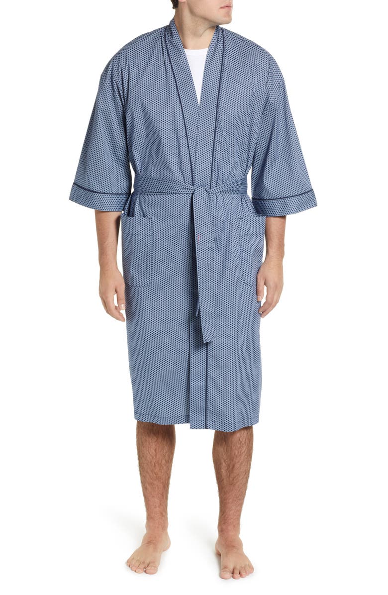 Majestic International Men's Print Stretch Cotton Robe, Main, color, 