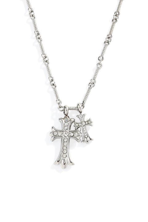 Double Cross Pendant Necklace