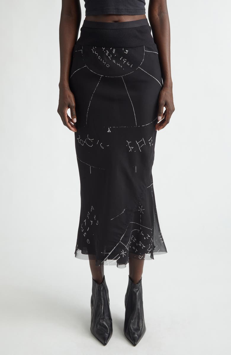 Rick Owens Print Bias Cut Silk Skirt, Main, color, 