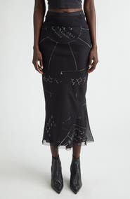 Rick Owens Print Bias Cut Silk Skirt