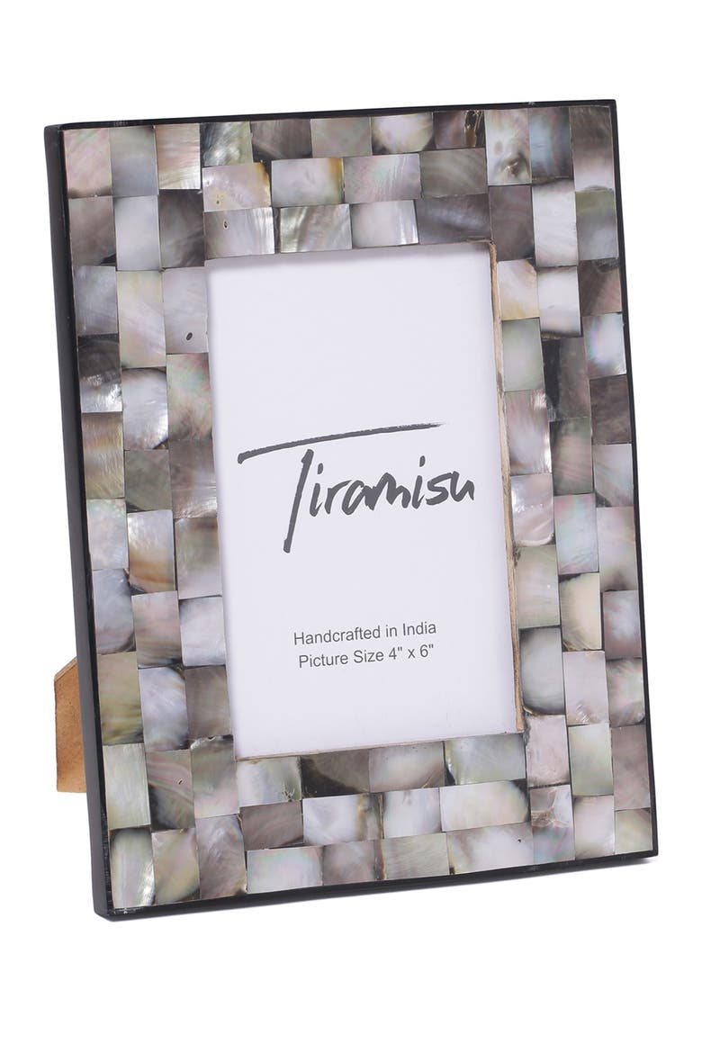 Mother-of-Pearl Picture Frame - Stack Bond Pattern, Alternate, color, GREY