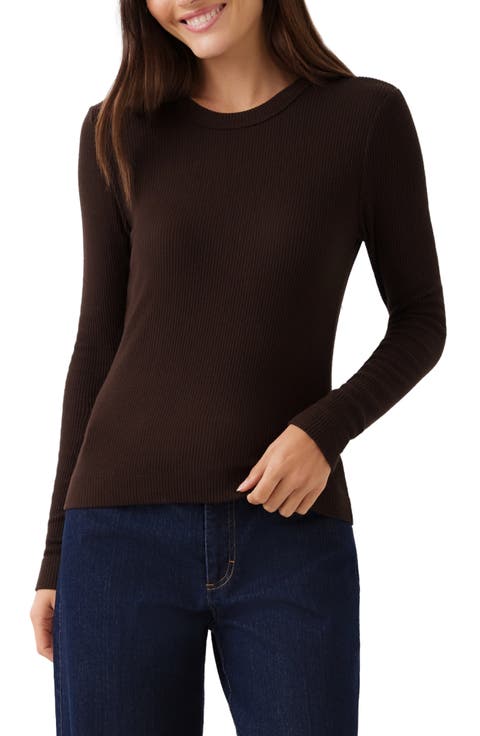 Ribbed Long Sleeve Crewneck Top