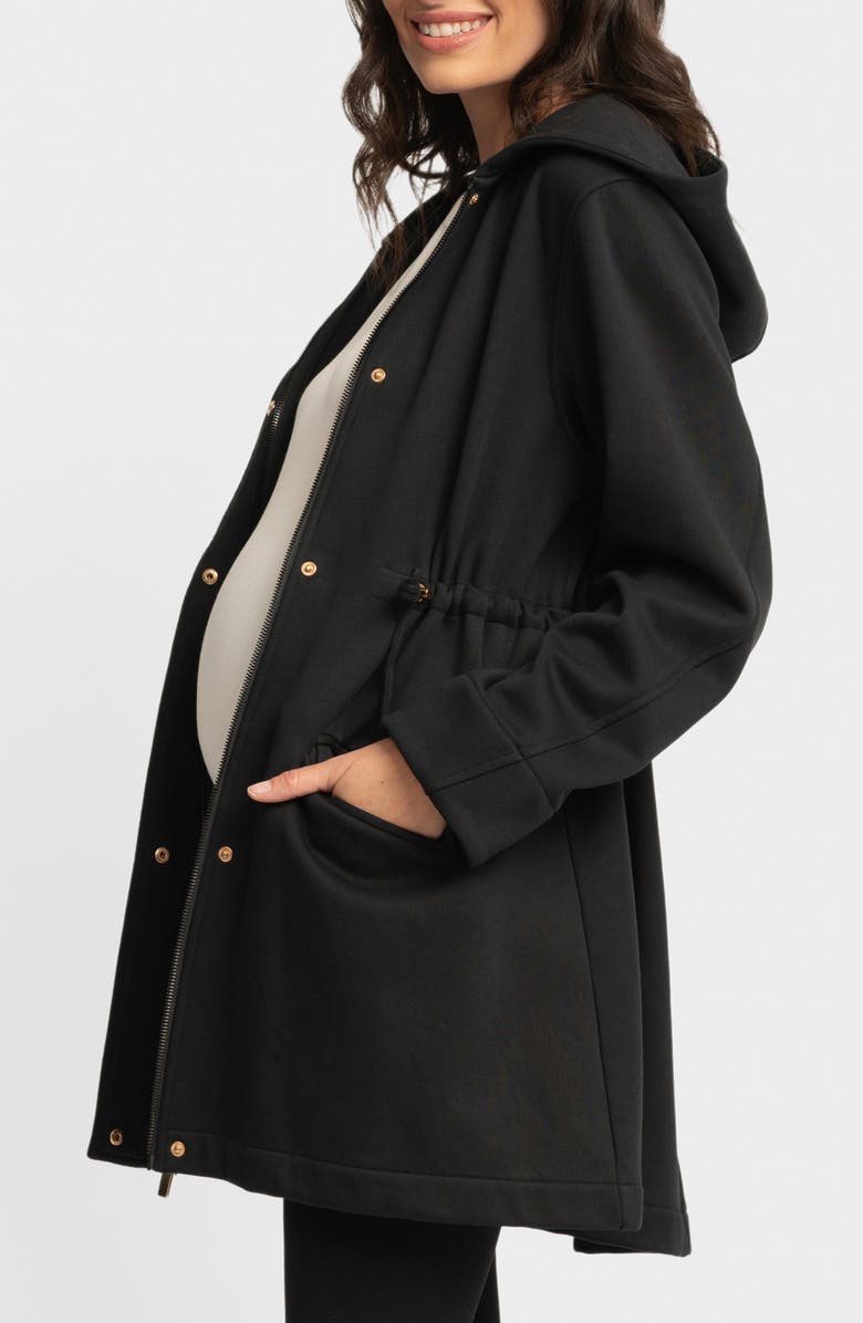 Seraphine Fleece Back Jersey Hooded Maternity Coat, Alternate, color, 
