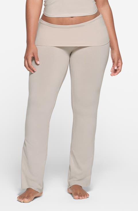Stretch Cotton Jersey Foldover Pants