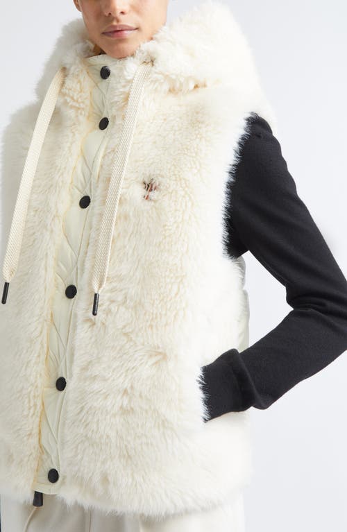 Moncler Grenoble Arve Faux Fur & Nylon Hooded Vest In White