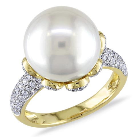 Pearl & Diamond Cocktail Ring 14k