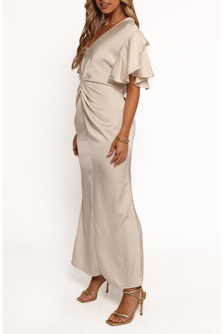 Georgianna Center Ruched Satin Maxi Dress, Alternate, color, DOVE