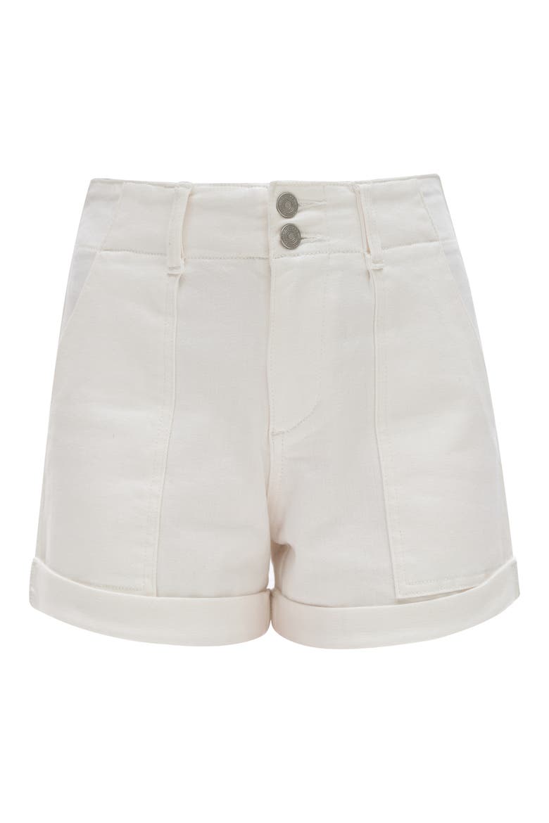 High Waist Cuffed Denim Shorts, Alternate, color, WHITE