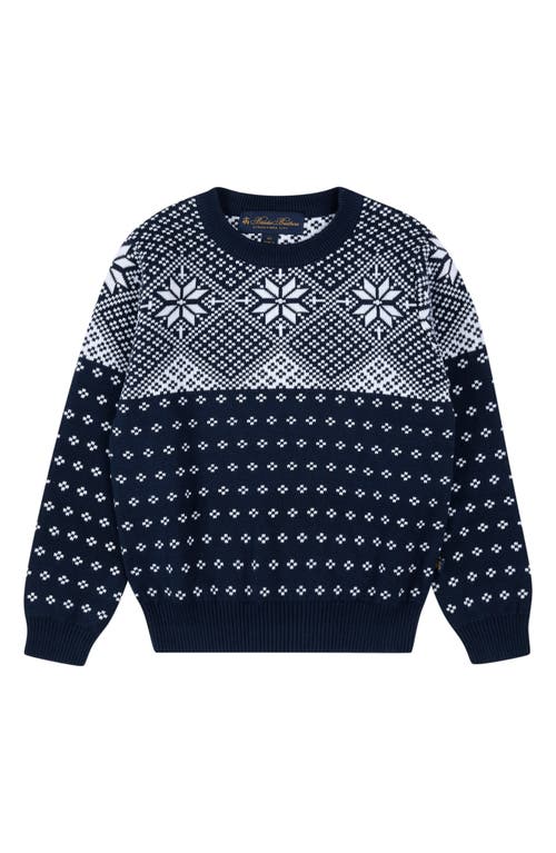 Brooks Brothers Kids' Fair Isle Cotton Crewneck Sweater in Navy 